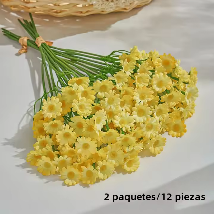 12pcs Flores Artificiales De Margarita Pequeñas Para Decoración De Mesa De Fiesta De San Valentín Boda DIY Hogar Decoración De Aniversario - 1