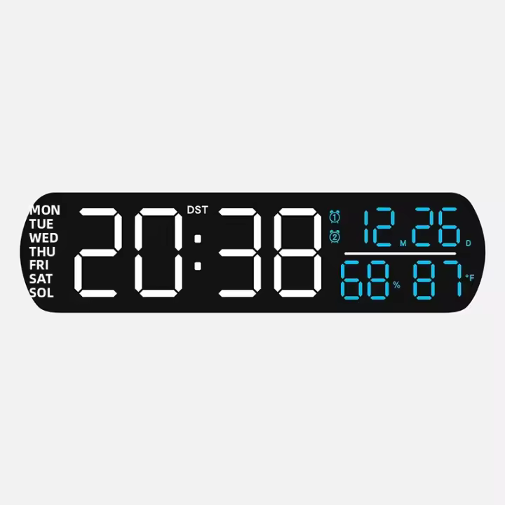 Reloj De Alarma LED Con Mostrador Digital Temporizador Cuenta Regresiva DST Botón De Sueño Auto Dimming Mostrador De Fecha Y Día De La Semana Dual 12/24H Reloj De Mesa Moderno - 1