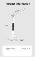 Lámpara De Mesa LED Plegable Con Protección Ocular Para Lectura 3 Colores Regulables Sin Salto Tiempo Fecha Temperatura Carga USB Luz Nocturna Táctil - details 13