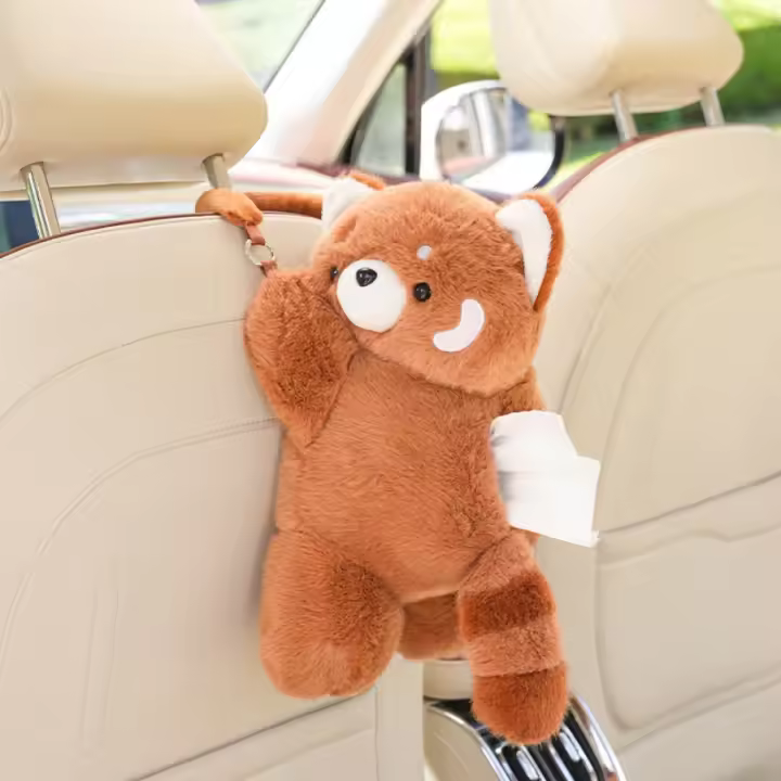 Muñeco De Peluche De Panda Rojo Estuche De Papel Higiénico De Muñeco De Peluche Para Decoración Del Hogar Figura De Perro Oso Kawaii Para Colgar En La Pared - 1