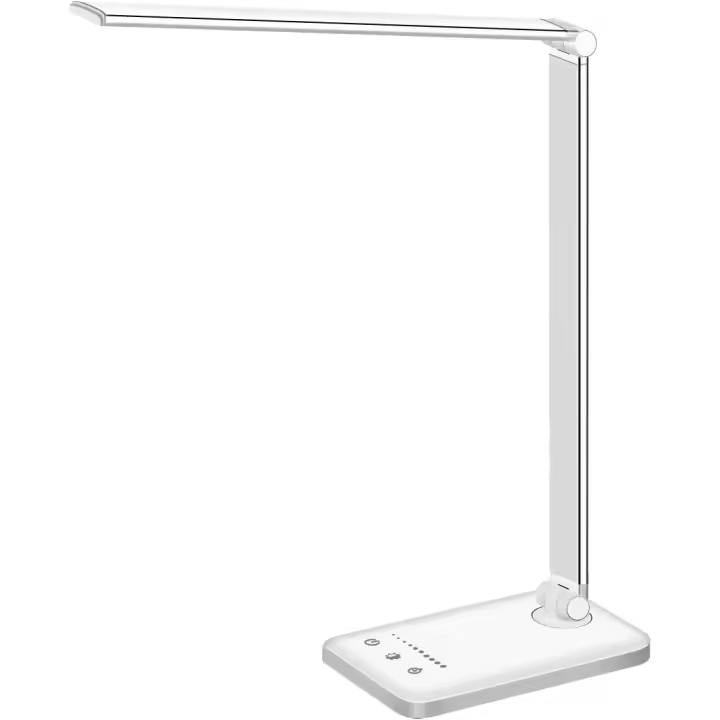 Lámpara de escritorio LED de corona blanca, lámpara de escritorio regulable, lámpara de lectura con puerto de carga USB - 1