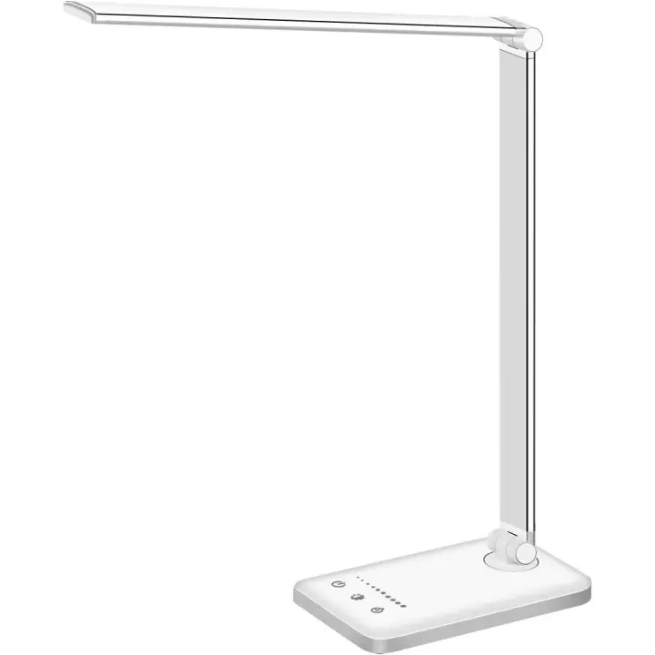 Lámpara de escritorio LED de corona blanca, lámpara de escritorio regulable, lámpara de lectura con puerto de carga USB - 1
