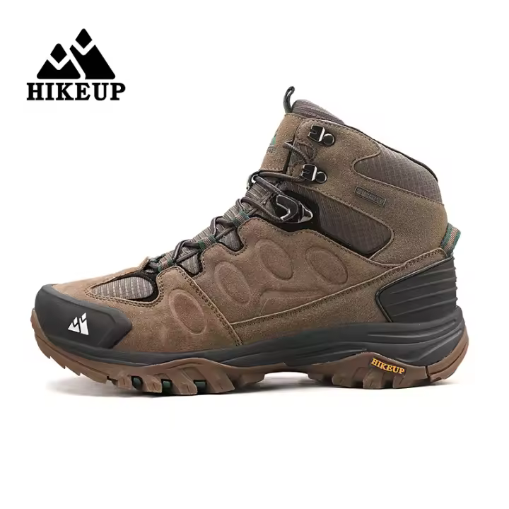 Botas De Senderismo HIKEUP Para Hombre Suela Antideslizante Alta Transpirables Impermeables De Cuero Sintético Y Malla Para Otoño E Invierno - 1