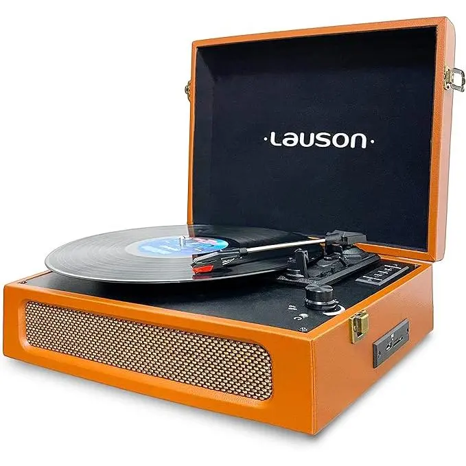 LAUSON CL615 Tocadiscos de Vinilo Bluetooth con Altavoces Integrados Vintage con USB de 3 velocidades Reproducción Inalámbrica, Auto-Stop, RCA/Aux-in / 3,5mm - 1