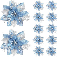 Flores De Navidad Artificiales Brillantes 14.5cm Decoración Para Árbol De Navidad Adornos Para Año Nuevo Y Día De San Valentín - details 11