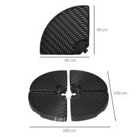 Outsunny Base para Sombrilla de 4 Piezas Soporte para Parasol Rellenable con Arena 68 kg o Agua 52 L para Jardín Patio Terraza Negro - details 2