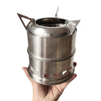 Estufa De Camping De Acero Inoxidable Portátil Con Madera Desmontable Estufa De Alcohol Para Cocinar Al Aire Libre Picnics BBQ Viajes - details 0