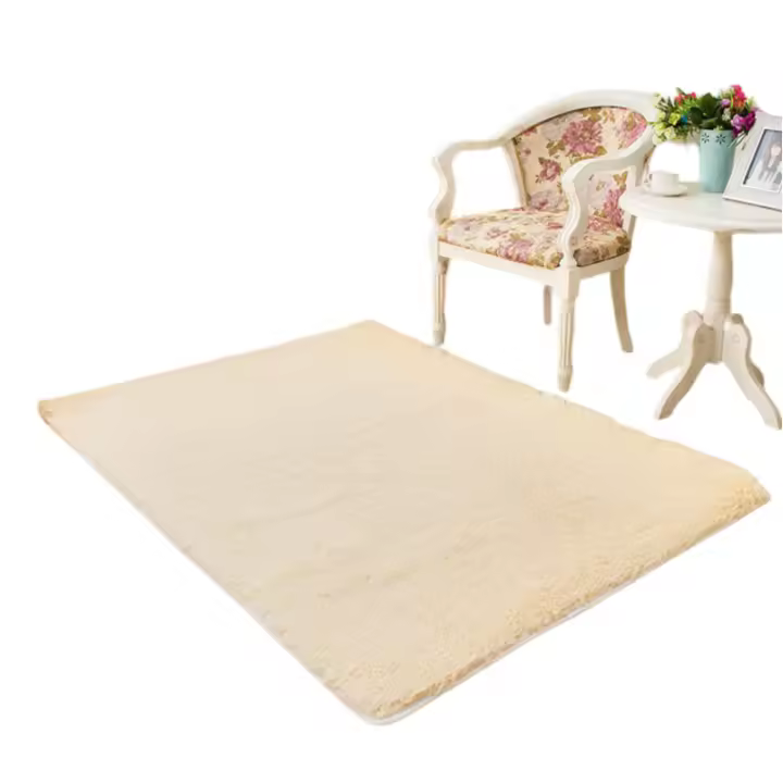 Alfombra De Salón Lavable De Un Solo Color, Pelo Corto Y Suave, tamaño: 120x200 cm, Color: Beige - 1