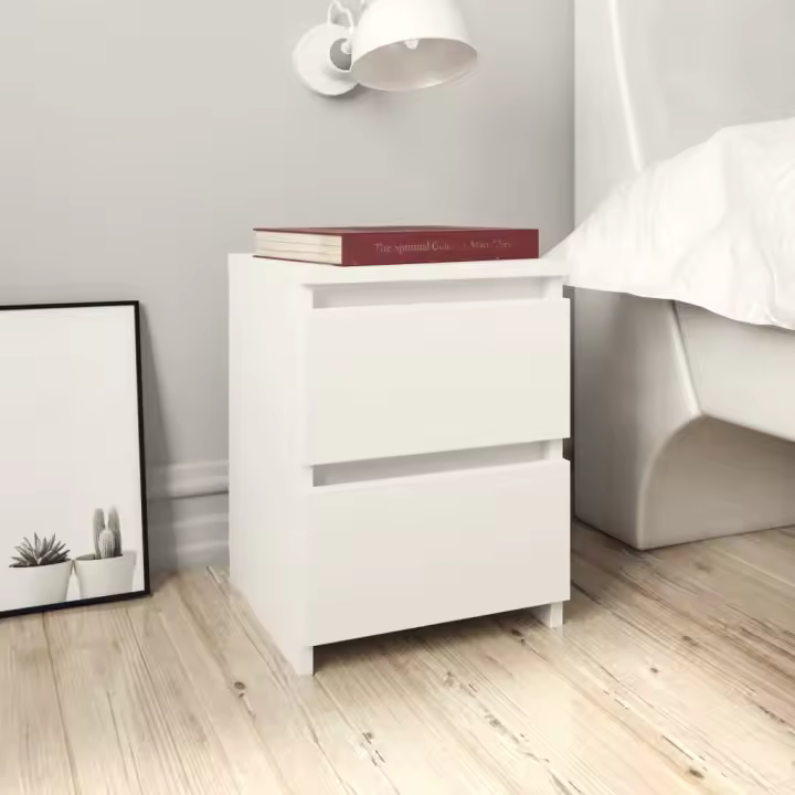 Mesitas de noche 2 uds madera contrachapada blanco 30x30x40 cm - 1