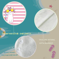 Toalla De Playa Para Niñas Con Gorro Y Estampado De Gato Rosa Y Blanca Sobredimensionada Toalla De Piscina Para Niños 100% Poliéster Absorción Rápida Máquina Lavable Rectangular 240gsm - details 1