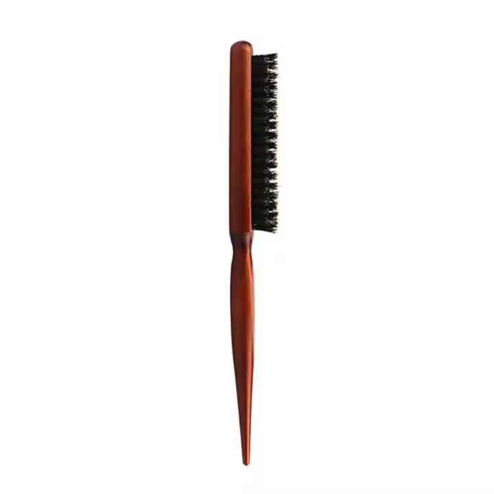 Cepillo De Pelo Profesional Para Peluquería Con Cerdas De Jabalí Y Madera Línea Delgada Para Teasing Y Estilizado Extensiones De Cabello Herramienta De Peluquería - 1