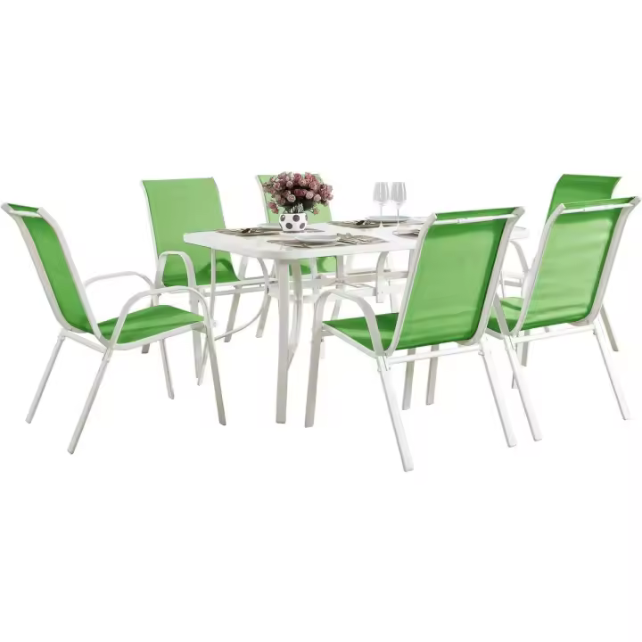 Conjunto De Jardín Mesa + 6 sillas de Textileno "Córdoba" - Verde - 1