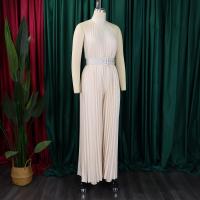 Elegante Monopiece Plisado Para Mujer Con Cinturón Y Pierna Ancha De Largo Al Suelo Sin Mangas Y Cuello Redondo Para Fiesta Y Cumpleaños - details 3