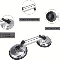 1pc Succión De Vidrio En Vidrio De Aluminio Lifter De Vácuo De Alta Resistencia Para Mover Vidrio/Puerta De Ventana/Tiles/Mirador/Granito Doble Gripper Soplador De Plata - details 1