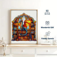 Puzzle De Madera Para Adultos En Forma Única Librería Del Dragón Regalo Para Amigos Juego De Lógica Y Desafío Mental - details 3