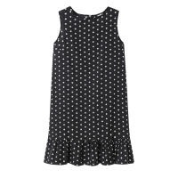 Vestido De Polka Dot Con Volantes Para Mujer Sin Mangas Cuello Redondo Corte Largo Casual Vestido De Verano De Polyester - details 12