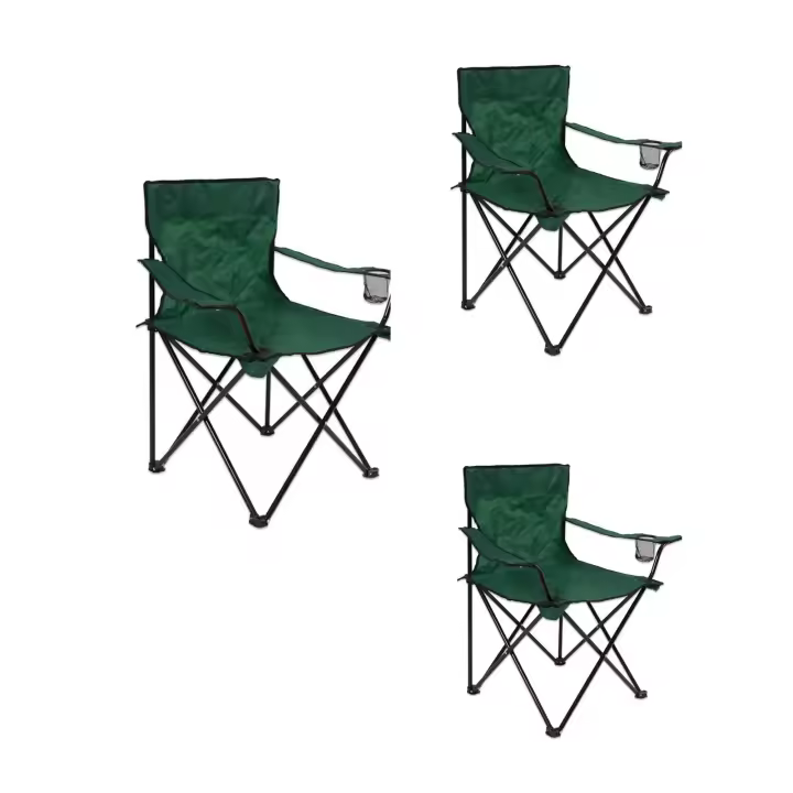 OFERTA[PACK 3] Silla Plegable de Camping de Acero, 50x50x80cm, Silla de Acampada Plegable, Ideal para Camping o Pesca, Estructura de Acero Resistente y Asiento de Lona Impermeable - 1