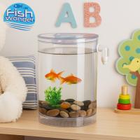 Acuario de Peces Fish Wonder, Pecera autolimpiante, Iluminación Led, Piedras y Plantas Artificiales, Agua siempre Limpia, Mantenimiento fácil y práctico, Kit acuario - details 0