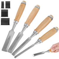 Juego De 4 Taladros Afilados En Acero De Cromo-Vanadio Para Carpintería Con Mango De Roble Herramientas Ergonómicas Para Tallar Madera - details 2
