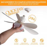 Ventilador de techo E27 luz LED, Ventilador de techo 40W con mando a distancia para atenuación, apto para salón, estudio, uso doméstico, 85-265V - details 4
