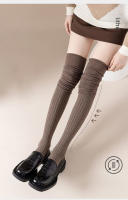 Medias Altas Hasta La Rodilla Para Mujer Algodón Y Poliéster Espesas Para Otoño E Invierno Medias De Punto Con Rayas Verticales Y Colores Sólidos - details 20
