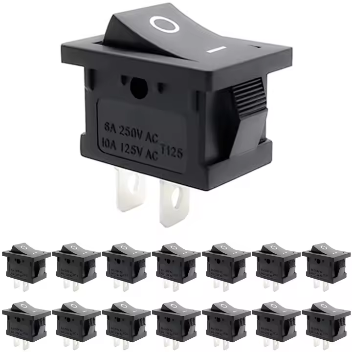 Interruptor Mini Boat Rocker 2 Pines SPST On/Off AC 6A/250V 10A/125V 15 Pcs Para Coche Auto Barco Interruptor Toggle Redondo - 1