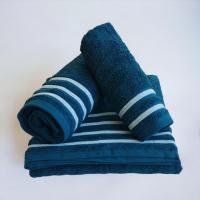 Toallas de Baño Algodón Portugués Mercatienda.es Chenil Azul Petróleo - Set 3 Piezas 550g Absorbentes y Duraderas - details 0