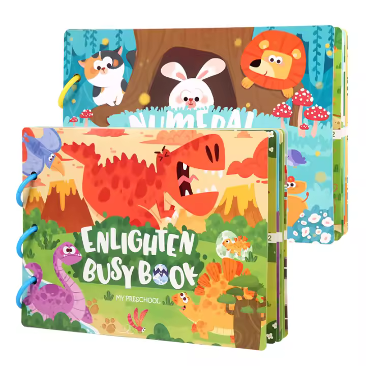 Juego De Educativos Montessori Para Niños Con Adhesivos Libro Ocupado Animal Números Juego De Puzzle De Alineación Regalo De Juguetes Educativos Para Niños - 1