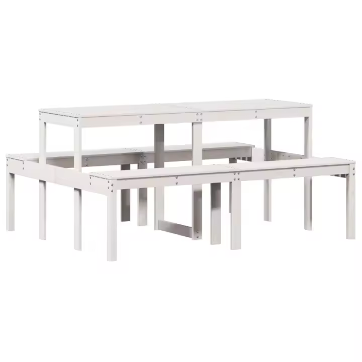 Mesa de pícnic Madera maciza de Pinino Blanco 160x134x75 cm - 1