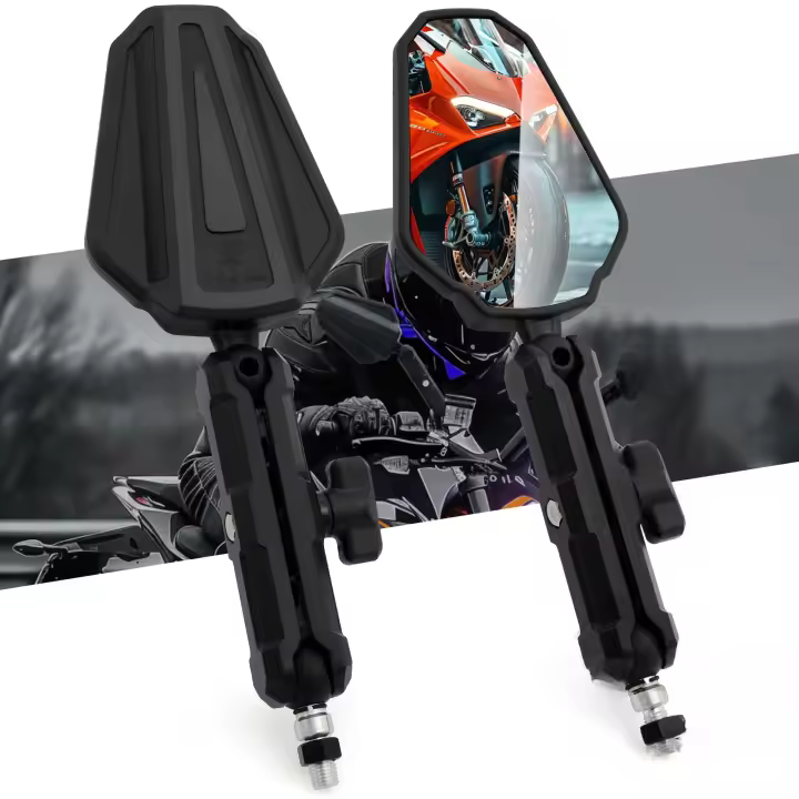 Espejos Laterales Ajustables Y Plegables Para Motocicleta Compatible Con ATV De Aventura Y Carretera Espejos De Manillar Universales - 1
