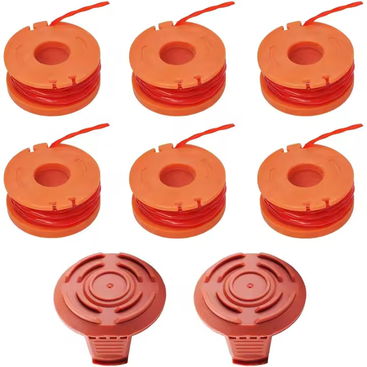 SOMY Carrete se adapta a todos los cortacéspedes compatibles con Worx WG154 WG163 WG180 WG175 WG155 WG151 WG160 Accesorios de repuesto para cortacésped con 2 cubiertas Cabezal cortador de cepillo - 1