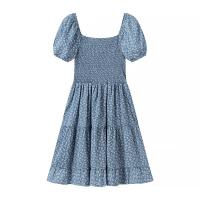 Vestido De Mujer Estilo Retro Francés Con Estampado Floral Y Cintura Definida Manga Corta Cuello Cuadrado Primavera Verano - details 1