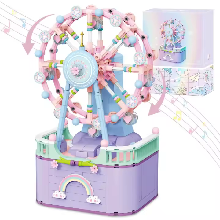 Caja de Música, Carrusel giratorio, bloques de construcción DIY, 874 piezas, Juguete de construcción, Gift de Navidad y San Valentín, Rueda de La Fortuna - 1
