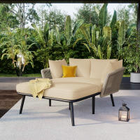 Sofá de Jardín Con 2 cojines y 2 cojines, sillona de exterior, tumbona de Jardín, Conjunto de muebles de balcón, muebles de salón, muebles de Terraza, cojines desfundables y lavables - details 3