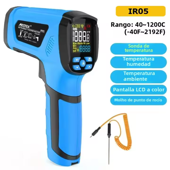 Termómetro Infrarrojo Digital IR05 Pantalla Color Portátil Precisión Alta Medidor De Temperatura No Contacto Para Industrial - 1