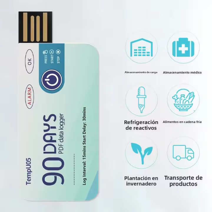 Logger De Temperatura TempU05 Mini Termómetro Grabador De Temperatura USB Para Almacén Y Almacenamiento Reporte PDF 60-90 Días - 1