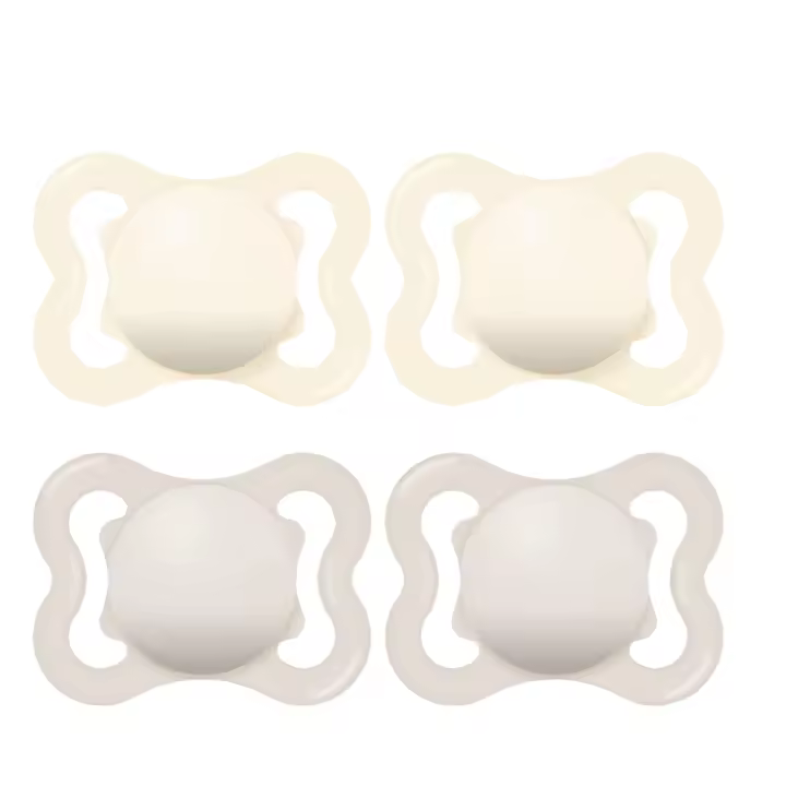 MAM PACK DE 2 MAM Chupete con Escudo Ventilado, 2-6 Meses, con Tetina Simétrica, Plana y Flexible de Silicona Skin Soft Silicone de Fácil Aceptación, con Caja Autoesterilizadora, MAM Air, Neutro Mate, Pack de 2uds - 1