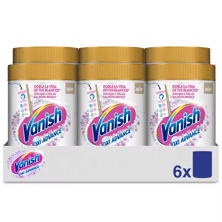 Vanish Oxi Advance Quitamanchas para la Ropa Blanca, elimina olores, potenciador de Lavado en polvo - 6x400 gr - 1