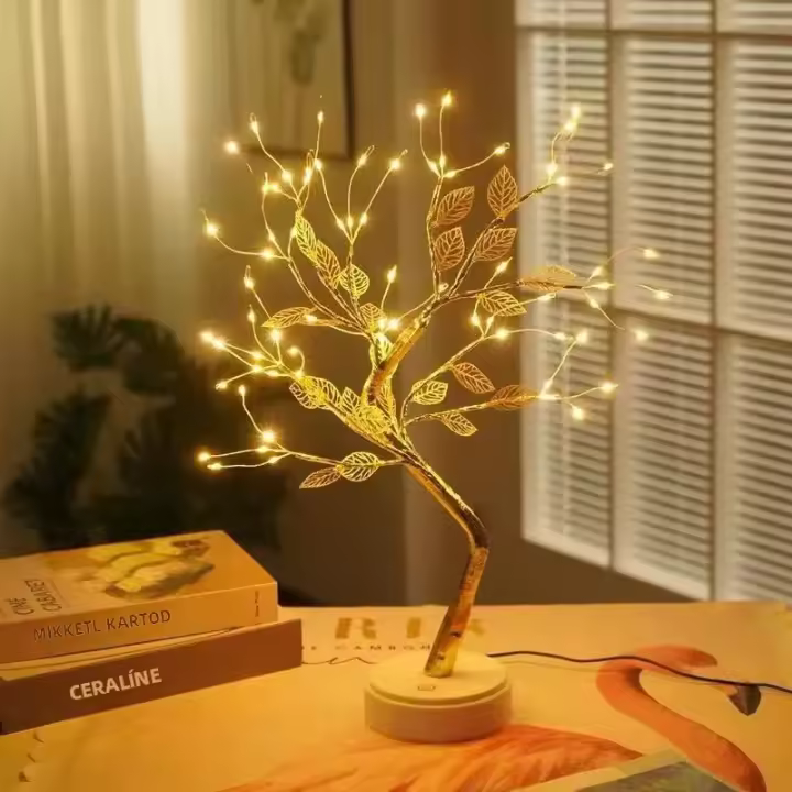 Lámpara De Mesa Árbol De Cerezo Con Luz Nocturna USB/Batería Botón De Toque Artificial Bonsái Lámpara LED Decorativa Para Escritorio - 1