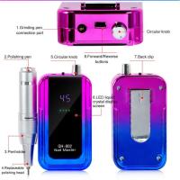 Máquina De Uñas Eléctrica Recargable 45000RPM Con Conector USB Set De Perforadora Para Manicura Borrador De Esmalte Bajo Ruido - details 4
