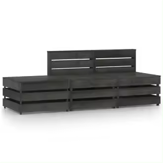 VIDAXL 3068052 sofá para el jardín de 3 plazas fabricado en madera de pino impregnada en color gris - 1