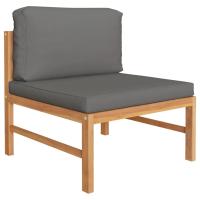 vidaXL Set de muebles de jardín 3 pzas madera teca cojines Crema, Gris oscuro, Conjunto Terraza Muebles Jardín Exterior Juego de Muebles de jardín Mueble Jardín Exterior Muebles de Salon Exterior - details 0