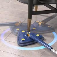 Fregona triangular ajustable de 360 grados para limpieza de ventanas, mopa de microfibra con mango de 1,3 m, limpiaparabrisas de vidrio autoescurrido, Kit de limpieza de ventanas de pared. - details 1