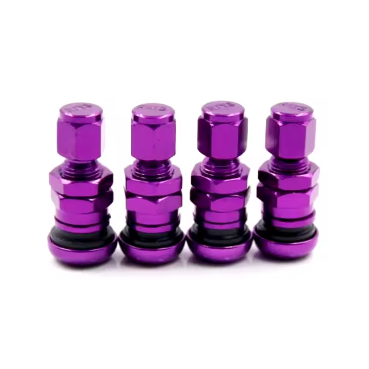 Kit De Valvulas De Rueda Para Coche Camión Motocicleta 4Pcs Con Cierre De Polvo Metálico Y Tornillo Material De Aluminio - 1