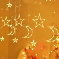 Luz De Hilo De Hadas De Luna Y Estrella Para Ventana De Navidad Decoración Para Interior Patio Puerta Delantera Camping Habitación Infantil - details 3