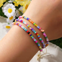 Pulsera Bohemia De Go2boho Con Tres Círculos Y Cuentas De Vidrio Joyería Simple De Moda Para Amistad Regalo Para Hombres Y Mujeres - details 2