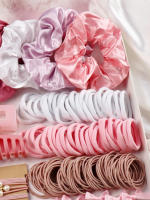 Juego De Accesorios Para El Cabello Rosa Para Mujeres Y Niñas Pinza Para El Cabello Cinta Elástica Y Scrunchies Moda De Cabello - details 4