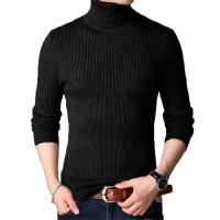 Suéter De Cuello Alto Para Hombre De Otoño Con Rayas Y Manga Larga Estilo Casual Color Sólido Talla Oversize Tejido a Mano - details 1