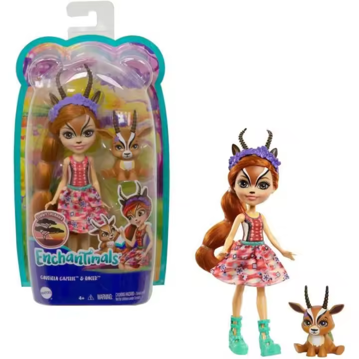 MATTEL - Muñeca Gabriela Gacela & Spotter - Enchantimals - Mide 17cm - Sunny Savanna - Animales - Para Mayores de 4 años - 1
