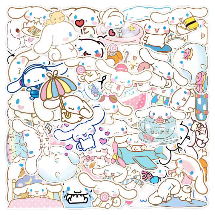 Pegatinas Kawaii Cinnamoroll Divertidas Y Lindas Para Niños Decoración De Laptop Teléfono Cuaderno Maleta Material PVC - 1